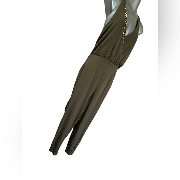 Venus Halter Jewel V-Neck Jumpsuit Pockets Tie Waist • NWOT • Size: XL - Picture 11 of 14